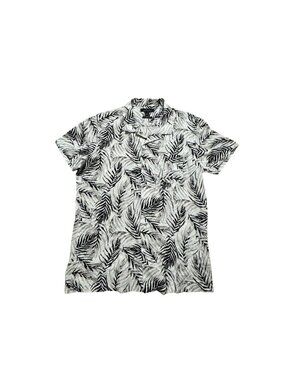 Marc Anthony Tropical Shirt L Slim Fit Black White Luxury Fabric